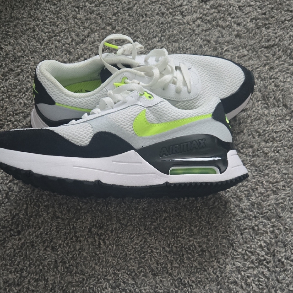 Nike Womens Air Max Sneakers - White, Black, Neon Yellow